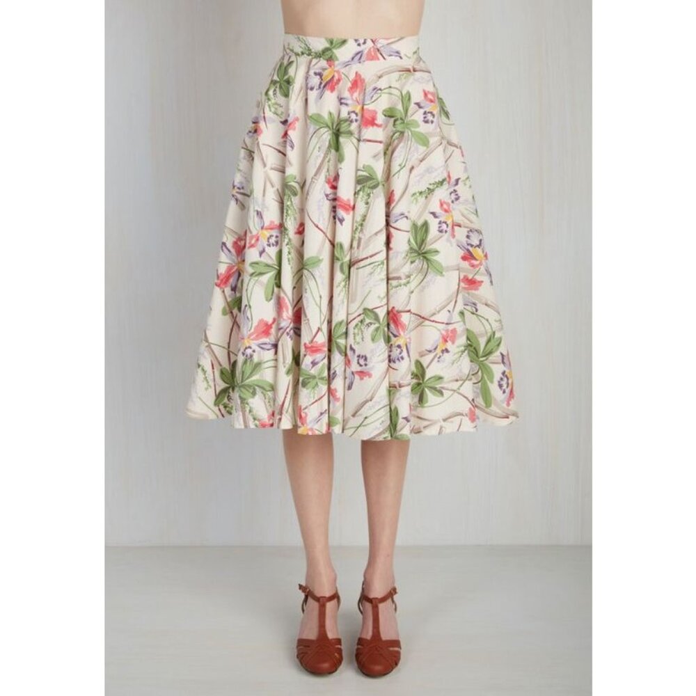 Hell Bunny Vixen tropical circle skirt M cotton